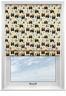 Bear Necessities, Soft Teal - Motorised Roman Blind